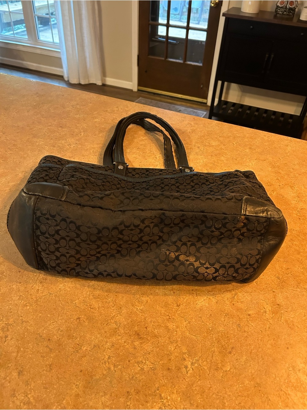 Coach Black Signature Canvas Shoulder Tote